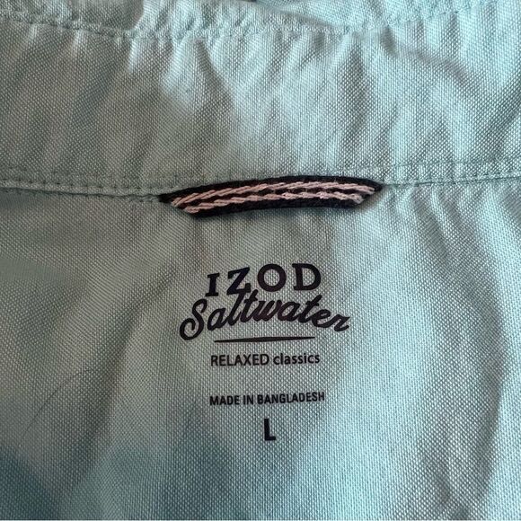 Izod saltwater light blue button down shirt. - Picture 2 of 11
